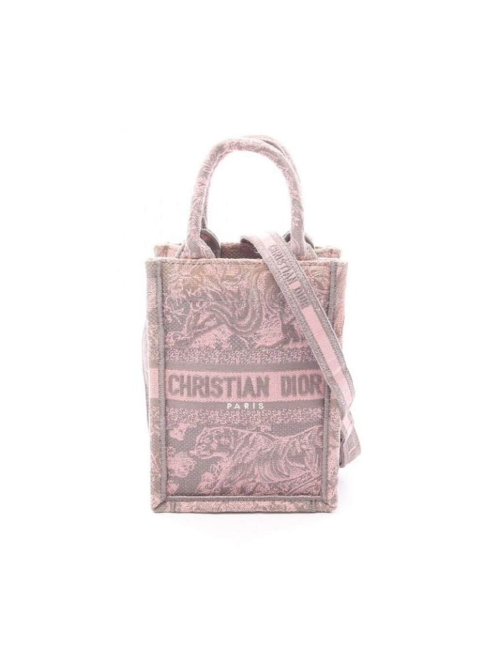 Dior Handbag Book Tote Mini Pink Gray Canvas Vertical - Picture 1 of 8